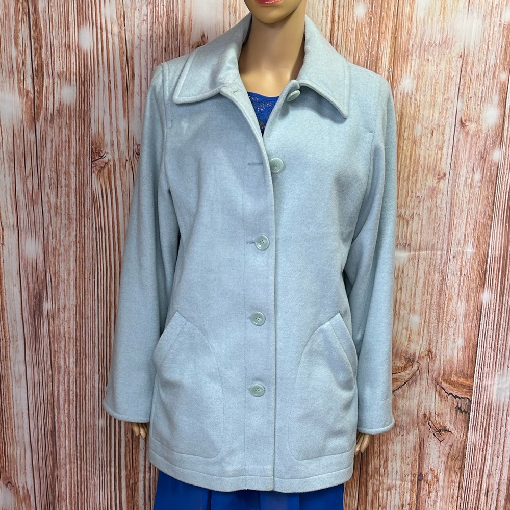 Centigrade Light‎ Blue Wool Blend Pea Coat